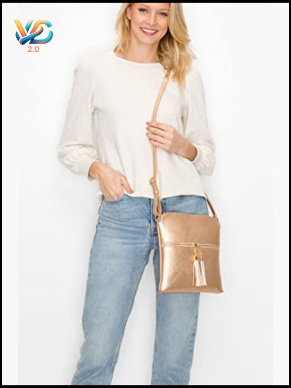 Lightweight Medium Crossbody Purse with Tassel for Daily Use & Travel - Picture 2 of 7